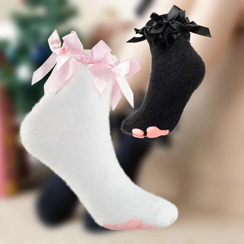 SIROLISA Fuzzy Short Cat Paw Socks, Soft 3D Paw Pad Toe Beans Stockings for Women in Saudi Arabia