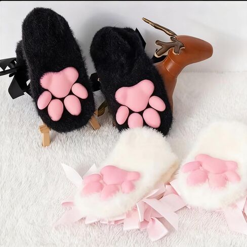 SIROLISA Fuzzy Short Cat Paw Socks, Soft 3D Paw Pad Toe Beans Stockings for Women in Saudi Arabia