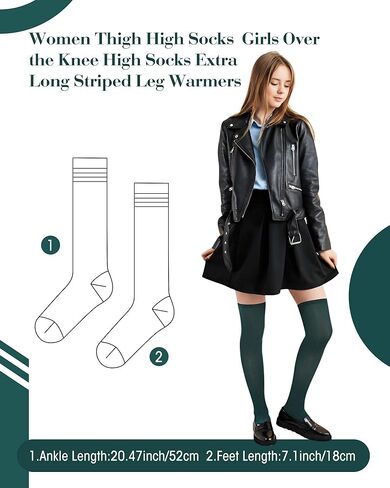 Ramede Women Thigh High Socks Over the Knee High Sock Extra Long Striped Leg Warmers Halloween Costume in Saudi Arabia
