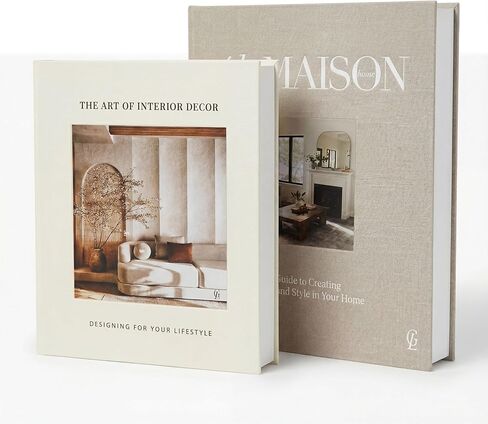 Decorative Fake Books for Home Decor – Set of 2 Linen Faux Book Storage Boxes with Hidden Storage to Reduce Visible Clutter, Coffee Table & Bookshelf Decor for Living Room Styling in Saudi Arabia