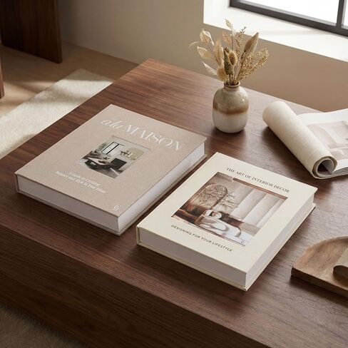 Decorative Fake Books for Home Decor – Set of 2 Linen Faux Book Storage Boxes with Hidden Storage to Reduce Visible Clutter, Coffee Table & Bookshelf Decor for Living Room Styling in Saudi Arabia