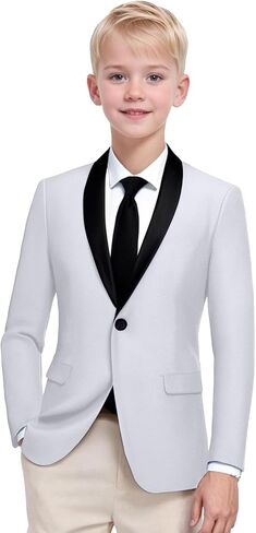 Boys Blazer Jacket for Kids Long Sleeve Winter Casual Formal Suit Jacket One Button Sport Coat for Boy 5-14 Years in Kuwait