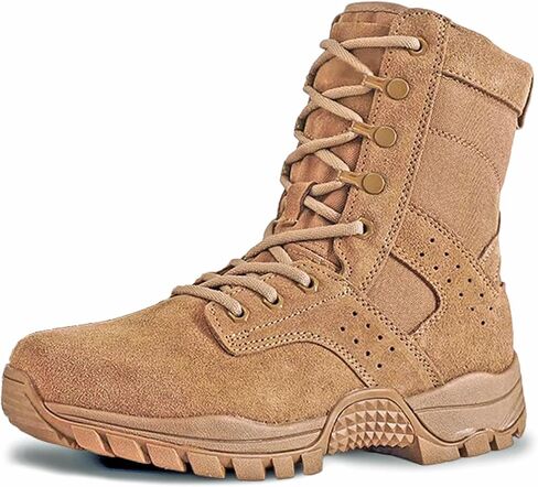 Lightweight Men’s Tactical Military Boots with YKK Side Zipper, Genuine Suede Waterproof Combat Work Boots for Outdoor & Duty in Saudi Arabia