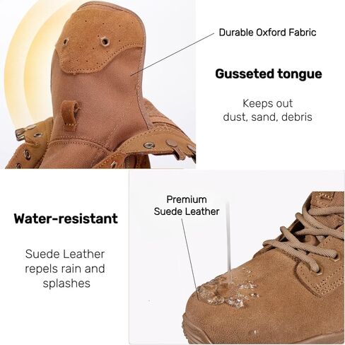 Lightweight Men’s Tactical Military Boots with YKK Side Zipper, Genuine Suede Waterproof Combat Work Boots for Outdoor & Duty in Saudi Arabia