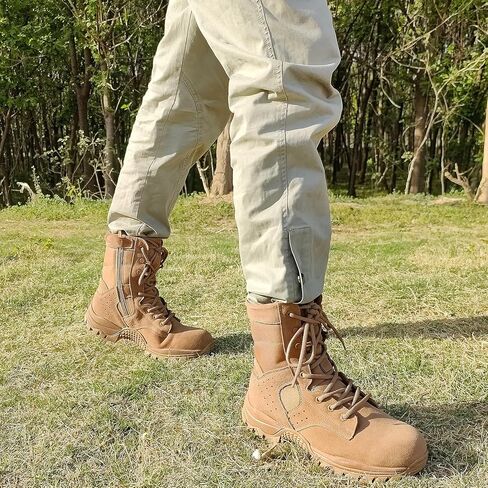 Lightweight Men’s Tactical Military Boots with YKK Side Zipper, Genuine Suede Waterproof Combat Work Boots for Outdoor & Duty in Saudi Arabia