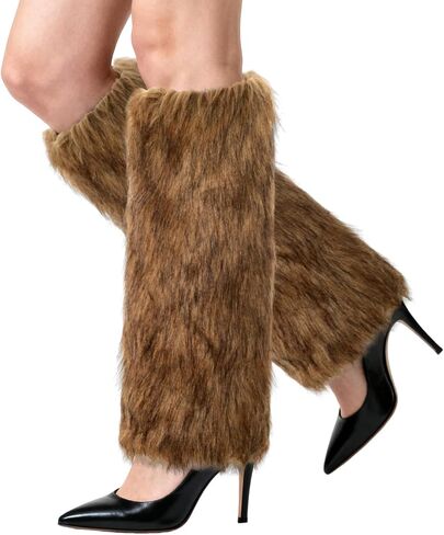 Women's Faux Fur Leg Warmer Winter Fluffy Leg Warmers Soft Boot Cuffs Covers for Halloween Costume in Saudi Arabia