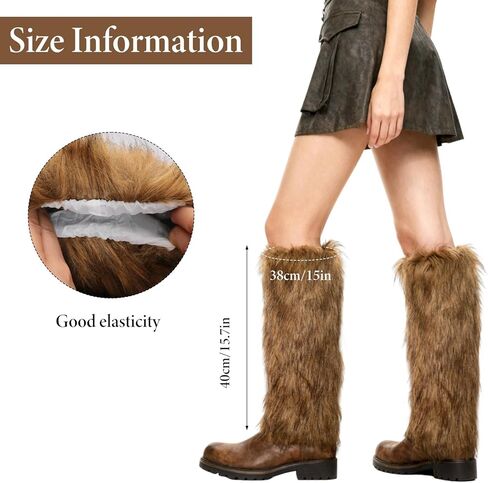Women's Faux Fur Leg Warmer Winter Fluffy Leg Warmers Soft Boot Cuffs Covers for Halloween Costume in Saudi Arabia