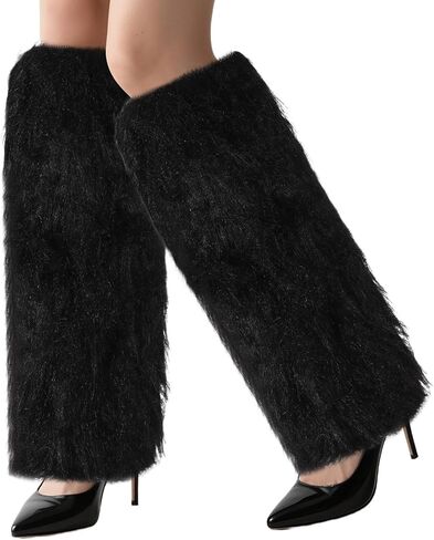 Women Faux Fur Fluffy Leg Warmers Fuzzy Long Boot Covers Furry for Christmas Costume in Saudi Arabia