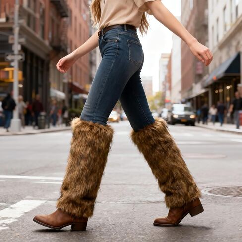 Women's Faux Fur Leg Warmer Winter Fluffy Leg Warmers Soft Boot Cuffs Covers for Halloween Costume in Saudi Arabia