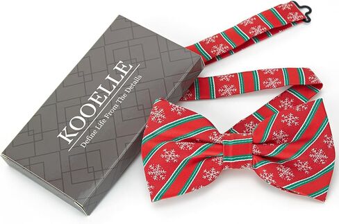 ربطة عنق عيد الميلاد من KOOELLE للرجال - ربطة عنق للعطلات باللونين الأحمر والأخضر، ربطات عنق على شكل ندفة الثلج لعيد الميلاد in Kuwait