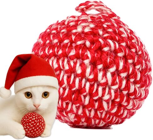 Jayu Pet Red Cat Ball [W/Pell Version] - Catnip Inside Cat Toy ، ألعاب Silvervine Ball ، ألعاب Cat للقطط الداخلية ، لعبة Cat Ball التفاعلية ، ألعاب القطط القاسية ، هدايا القط (2.7 في ، 7 سم) in Kuwait