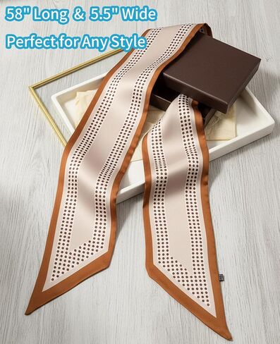 Fashion Scarf for Women - 58" Long Skinny Scarf Lightweight, Luxurious Silk Feeling for Neck, Hair, Purse & Belt Accessory in Saudi Arabia