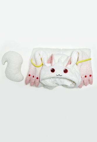 طقم بيجامة بذلة Micotaku Puella Magi Madoka Magica Kyubey مع قفازات، ملابس تنكرية مطرزة in Kuwait