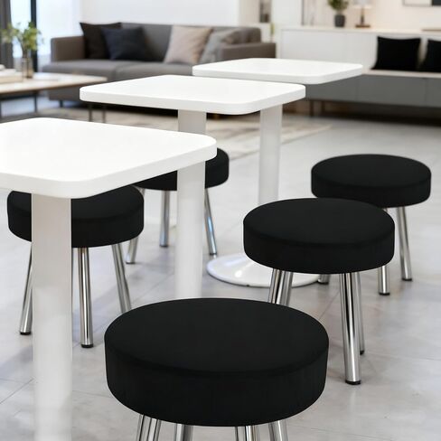 4 Pcs Stool Covers Round Stool Seat Covers Elastic Bars Stools Cover Washable Slipcovers Fit for Dia 11-14 in Bar Round Chair (Black) in Saudi Arabia