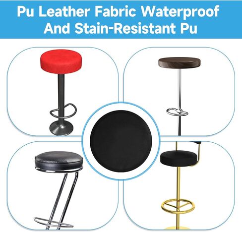 4 Pcs Stool Covers Round Stool Seat Covers Elastic Bars Stools Cover Washable Slipcovers Fit for Dia 11-14 in Bar Round Chair (Black) in Saudi Arabia