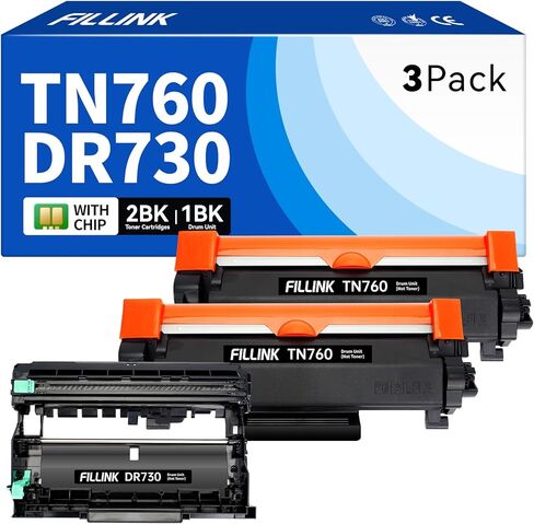 خرطوشة حبر TN760 لـ Brother TN-760 TN-730 لطابعات Brother HL-L2350DW HL-L2395DW MFC-L2710DW MFC-L2690DW DCP-L2550DW، أسود عالي الإنتاجية (عبوتان) in Kuwait