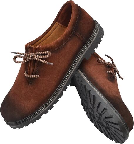 Lederhosen Men Shoes Authentic German Bavarian Trachten Oktoberfest Outfits Haferl Boots Real Leather Shoe Reddish Brown in Kuwait