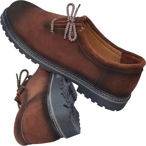 Lederhosen Men Shoes Authentic German Bavarian Trachten Oktoberfest Outfits Haferl Boots Real Leather Shoe Reddish Brown in Kuwait