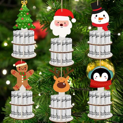 Sanwuta 6 Pcs Christmas Money Holder Ornaments Gift Handmade Cash Cake Merry Christmas Cash Holders with 12 Holes 2 Tiers Hanging Money Gift Holder for Party Placing in Saudi Arabia