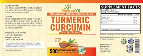 NutreeVit Pure Turmeric Curcumin - High Potency Turmeric 500mg in Saudi Arabia