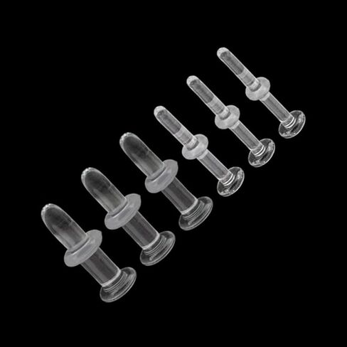 Luxe Modz 4 قطعة 8G-20G أقراط الغضروف الزجاجية الزنمة حلقات الشفاه ترصيع الأنف Labret المثبت الخلفي المسطح الشفاف 1/2" in Kuwait