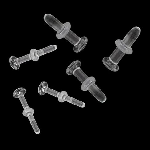 Luxe Modz 4 قطعة 8G-20G أقراط الغضروف الزجاجية الزنمة حلقات الشفاه ترصيع الأنف Labret المثبت الخلفي المسطح الشفاف 1/2" in Kuwait