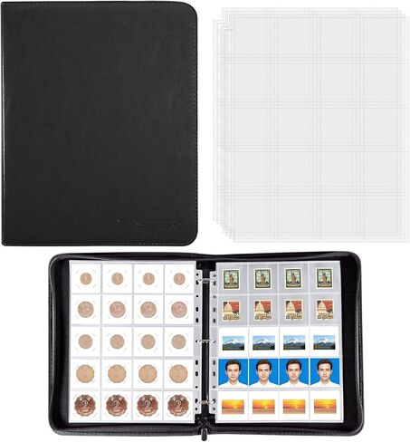 30 Pack 600 Pockets 2x2" Coin Flip Sleeves, Heavy Duty Stamp Collection Pages for 3 Ring Binder, 20 Pocket Photo Slide Flips Organizer Sheet, Top Loading Clear Cardboard Coin Holder Sleeves in Saudi Arabia