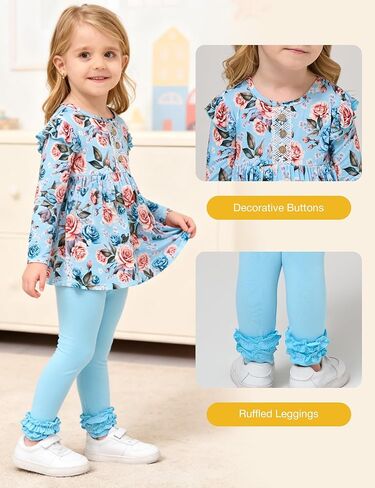 Little Girls' Clothing Sets, Bamboo-derived Viscose, Long Sleeve 2pcs Toddler Girls Outfits in Saudi Arabia