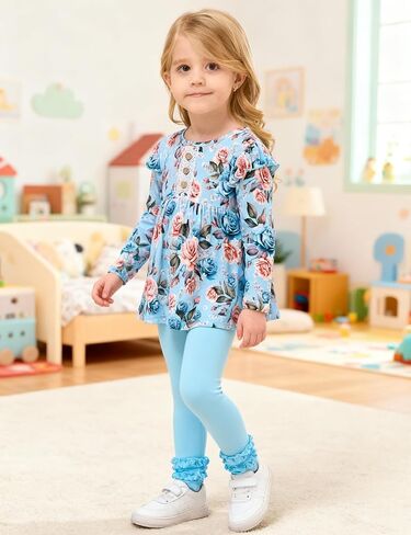 Little Girls' Clothing Sets, Bamboo-derived Viscose, Long Sleeve 2pcs Toddler Girls Outfits in Saudi Arabia