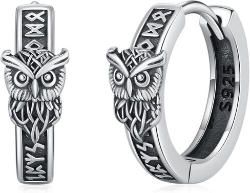 Viking Wolf Earrings S925 Sterling Silver Hoop Earrings Viking Jewelry for Men Women in Kuwait