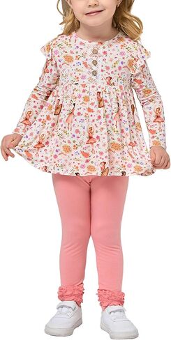 Little Girls' Clothing Sets, Bamboo-derived Viscose, Long Sleeve 2pcs Toddler Girls Outfits in Saudi Arabia