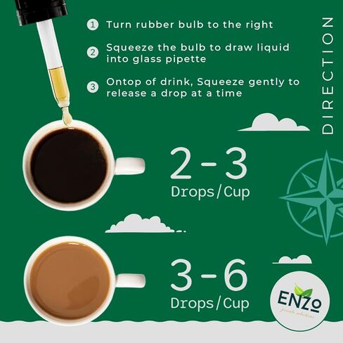 Enzo Liquid Stevia Drops Our Zero Calories Sweetener (4oz - 800 Servings/Bottle) - Cinnamon - All Natural flavoring with No Artificial Additives & Filler Ingredient in Saudi Arabia
