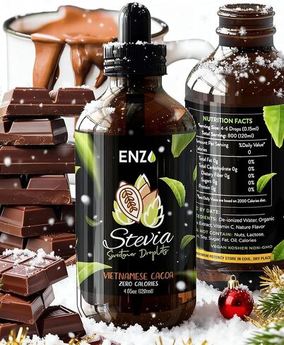 Enzo Liquid Stevia Drops Our Zero Calories Sweetener (4oz - 800 Servings/Bottle) - Cinnamon - All Natural flavoring with No Artificial Additives & Filler Ingredient in Saudi Arabia