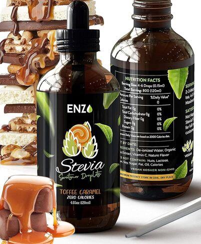 Enzo Liquid Stevia Drops Our Zero Calories Sweetener (4oz - 800 Servings/Bottle) - Cinnamon - All Natural flavoring with No Artificial Additives & Filler Ingredient in Saudi Arabia
