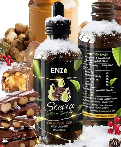 Enzo Liquid Stevia Drops Our Zero Calories Sweetener (4oz - 800 Servings/Bottle) - Cinnamon - All Natural flavoring with No Artificial Additives & Filler Ingredient in Saudi Arabia