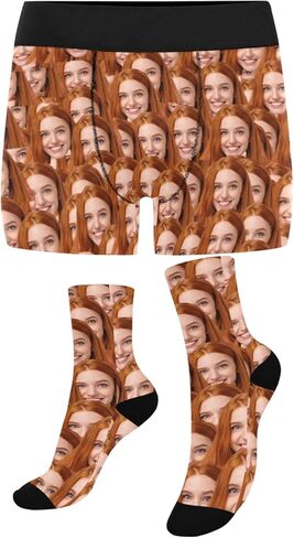 Custom Mens Underwear Boxer Briefs, Socks with Faces on Them Custom Gifts for Boyfriend & Husband in Saudi Arabia