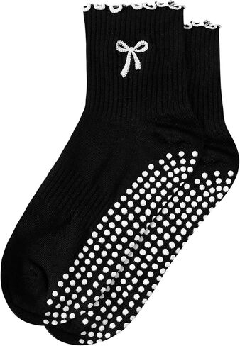 Women Cute Pilates Grip Non Slip Socks Christmas Ruffle Yoga Socks with Grip Pilates Gift for Workout Barre in Saudi Arabia