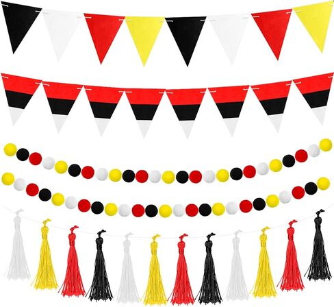 5 Pcs Cartoon Story Party Decorations 9.8 ft Happy Birthday Banner Story Felt Fabric Garland Tassel Triangle Flags Banners Pom Pom Balls Garland for Holiday Outdoor Indoor Tree in Kuwait