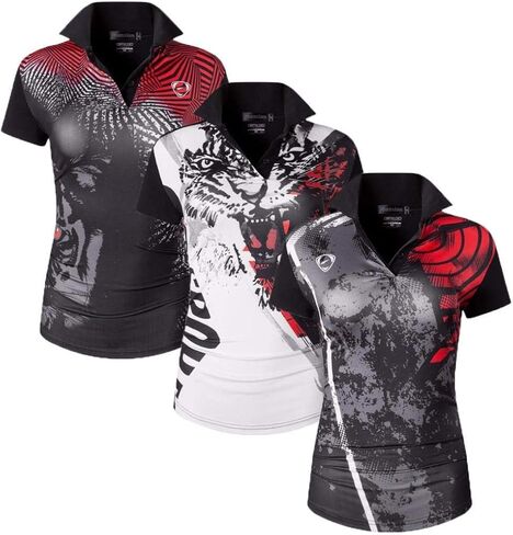 3 Pack Women's Short Sleeve Fit Sport Polo Tee Shirts T-Shirts Tshirt Tops Poloshirt Golf Tennis Pickleball SWT251 in Saudi Arabia