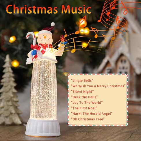 عيد الميلاد سنو غلوب 12 "فانوس رجل ثلج مضاء مع الموسيقى 6H الموقت، USB/بطارية تعمل، عيد الميلاد ديكور المنزل في الأماكن المغلقة in Kuwait