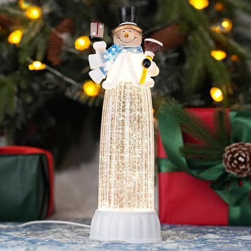 Christmas Snow Globe 12" Lighted Snowman Lantern with Music 6H Timer, USB/Battery Operated, Christmas Home Decor Indoor in Saudi Arabia