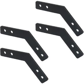 KUMGROT 135 Degree Angle Flat Bracket Carbon Steel Brackets for Wood Angle Plate Connecting Brackets 135 Degree Leg Bracket for Truss and Framing, 3.35" x 3.35" / 85mm x 85mm, Black 4 Pcs