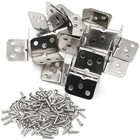Pxyelec 30Pcs L Brace Set Stainless Steel 2mm Thicker Brace Corner Steel Joint Right Angle Bracket Fastener Fixture Protector for Wood, 40mm x40mm x16mm