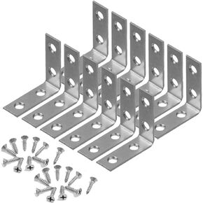 Wideskall® 2" inch Corner Brace Angle Repair Bracket Bright Brass w/Screws (Pack of 12)