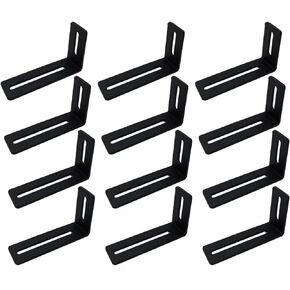 12PCS L-Shape Corner Brace with Slot Adjustable Angle Bracket Heavy Duty Cold Rolled Steel 90 Degree Corner Fastener for Wood Furniture Bedframe Cabinet Drawer Chair （4"L x 2⅜"H x 1⅛"W）