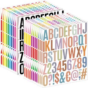 24 Sheets Large Letter Stickers,1200PCS Self Adhesive Letters Stick on Vinyl Letters Capital Waterproof Alphabet Stickers,2 Inch ABC and Number Sticker Letters for Outdoor Poster Mailboxes CraftsDecor