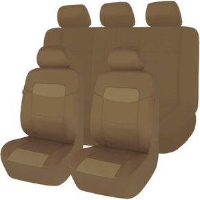 Flying Banner car seat Covers Full Set Faux Leather Water Proof Classic Rear Bench Split Truck SUV Man (Full Set, Solid Black)