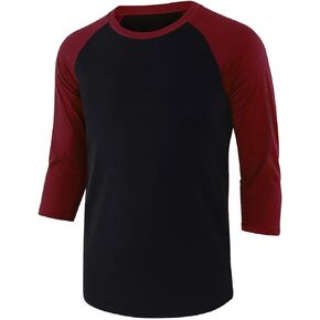 Men's Casual Classic Raglan Basic Soft Cotton 3/4 Long Sleeve Sports Baseball Jerseys T Shirts