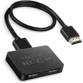 Mkoder HDMI Splitter 1 in 2 Out, 4K HDMI Splitter for Dual Monitors Duplicate/Mirror Only, 1x2 HDMI Splitter 1 to 2 Amplifier for Full HD 1080P 3D with HDMI Cable (1 Source onto 2 Displays)