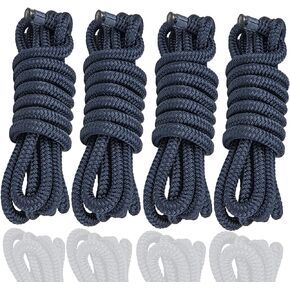 Dock Lines for Boats 1/2 Inch,Boat Ropes for Docking 1/2"X 15’,Mooring Rope 1/2 inch Marine-Grade Double-Braided Nylon Dock Line with 12"Eyelet,4850 lbs Breaking Strength(4-Pack)